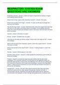RESPIRATORY SYSTEM EXAM QUESTIONS AND ANSWERS