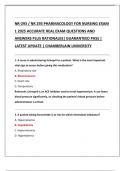 NR-293 &sol; NR 293 PHARMACOLOGY FOR NURSING EXAM  1 2025 ACCURATE REAL EXAM QUESTIONS AND  ANSWERS PLUS RATIONALES&vert; GUARANTEED PASS &vert;  LATEST UPDATE &vert; CHAMBERLAIN UNIVERSITY