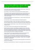 RESPIRATORY SYSTEM STUDY GUIDE EXAM QUESTIONS AND ANSWERS