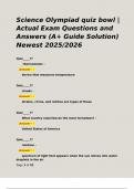 Science Olympiad quiz bowl &vert; Actual Exam Questions and Answers &lpar;A&plus; Guide Solution&rpar; Newest 2025&sol;2026