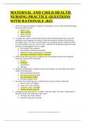 MATERNAL AND CHILD HEALTH NURSING PRACTICE QUESTIONS WITH RATIONALE 2025 