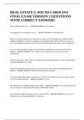 REAL ESTATE U SOUTH CAROLINA FINAL EXAM VERSION 2 QUESTIONS WITH CORRECT ANSWERS&period;