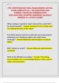 CPC CERTIFICATION FINAL EXAM NEWEST ACTUAL  EXAM COMPLETE ALL 160 QUESTIONS AND  CORRECT DETAILED ANSWERS WITH  EXPLANATIONS &lpar;VERIFIED ANSWERS&rpar; &vert;ALREADY  GRADED A&plus;&sol; LATEST EXAM&excl;&excl;&excl; 