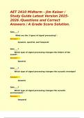 AET 2410 Midterm - Jim Kaiser &sol; Study Guide Latest Version 2025-2026 &sol;Questions and Correct Answers &sol; A Grade Score Solution&period;