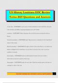 US History Louisiana EOC Review Terms 2025 Questions and Answers