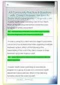ATI Community Practice A Questions  with  Correct Answers  for Specific  Exam Mail supergrades12&commat;gmail&period;com