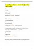 Psychology 111 Unit 1 Exam with Questions and Answers