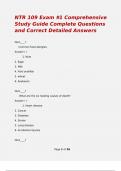 NTR 109 Exam &num;1 Comprehensive Study Guide Complete Questions and Correct Detailed Answers