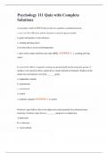 Psychology 111 Quiz with Complete Solutions