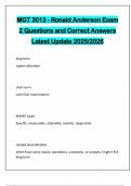 MGT 3013 - Ronald Anderson Exam 2 Questions and Correct Answers Latest Update 2025&sol;2026