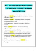 MGT 3013 Ronald Anderson - Exam 1 Questions and Correct Answers Latest 2025&sol;2026