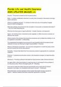 Florida Life and Health Insurance Exam &ndash; 2025 Update &ndash; GRADED A&plus; &ndash; Complete Q&A Review Set