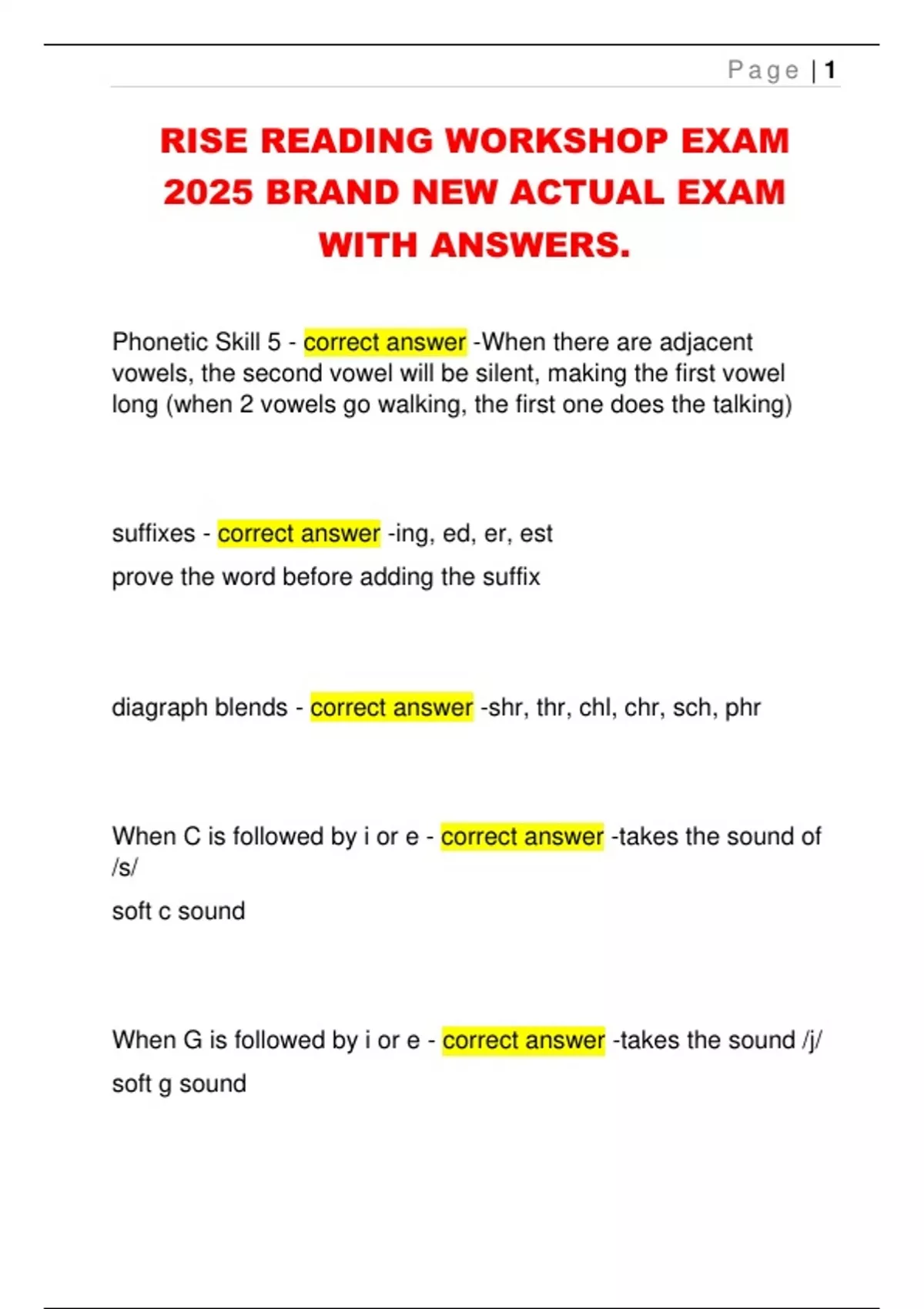 Example Rise Reading Program Notes RISE READING WORKSHOP EXAM 2025 BRAND NEW ACTUAL EXAM WITH ANSWERS ...