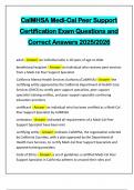 CalMHSA Medi-Cal Peer Support Certification Exam Questions and Correct Answers 2025&sol;2026