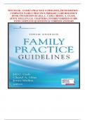 TEST BANK&minus; FAMILY PRACTICE GUIDELINES&comma; FIFTH EDITION &ndash; COMPLETE FAMILY PRACTICE PRIMARY CARE RESOURCE BOOK 5TH EDITION BY JILL C&period; CASH&comma; CHERYL A&period; GLASS&comma; JENNY MULLEN&vert; ALL CHAPTERS COVERD&vert; VERIFIED GUIDE WITH COMPLETE QUESTIONS & VERIFIED ANSWERS