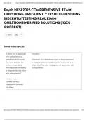 Psych HESI 2025 COMPREHENSIVE EXAM QUESTIONS &vert;FREQUENTLY TESTED QUESTIONS &vert;RECENTLY TESTING REAL EXAM QUESTIONS&vert;VERIFIED SOLUTIONS &lpar;100&percnt; CORRECT&rpar;