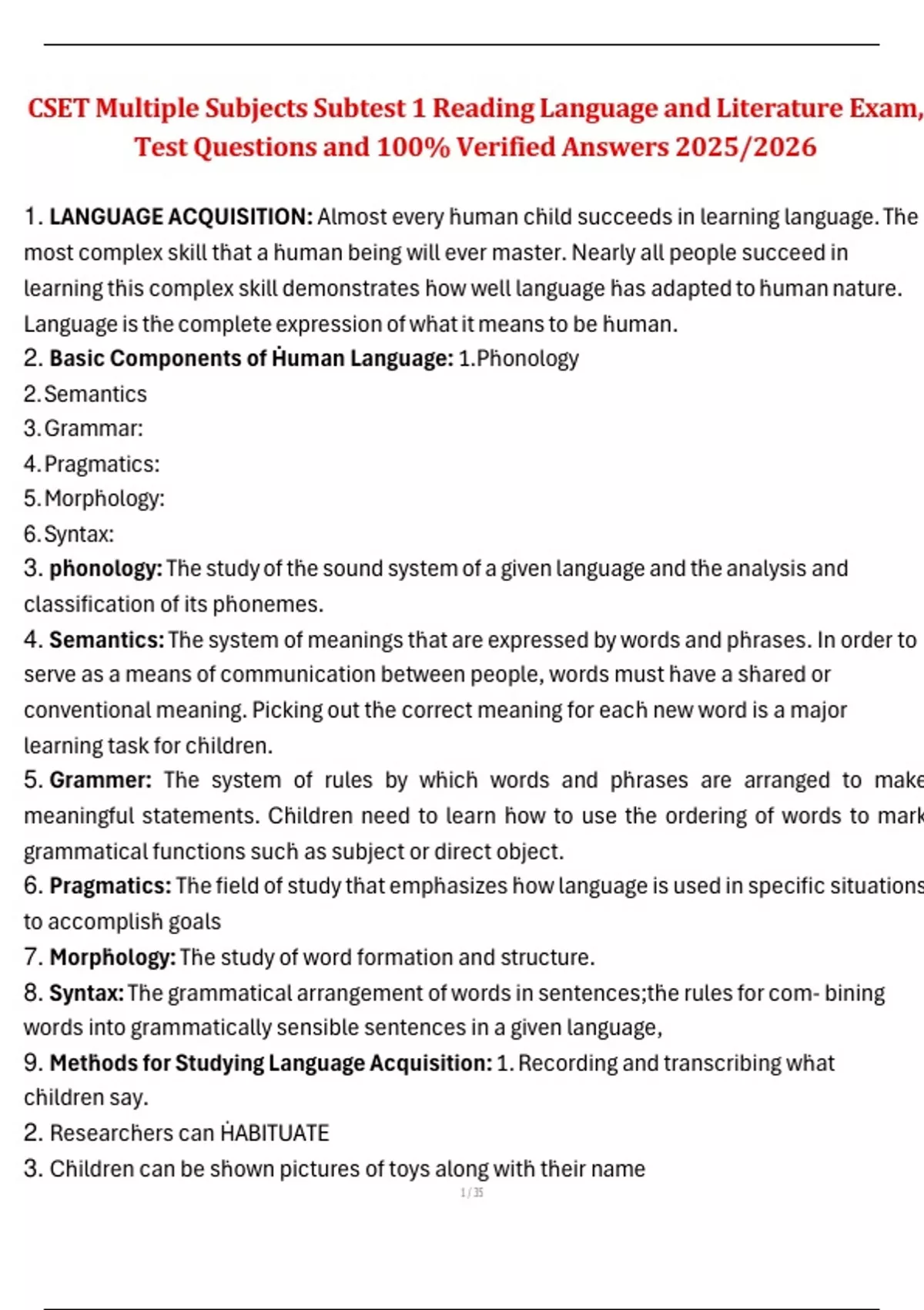 CSET Multiple Subjects: Subtest I – Reading, Language, and Literature ...