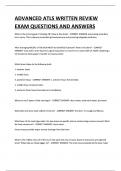 ADVANCED ATLS WRITTEN REVIEW EXAM QUESTIONS AND ANSWERS