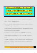 LIFE&comma; ACCIDENT AND HEALTH INSURANCE STATE EXAM- OH 2025 QUESTIONS AND ANSWERS