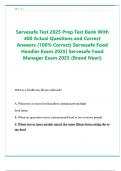 Servesafe Test 2025 Prep Test Bank With 400 Actual Questions and Correct Answers