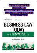 SOLUTION  &  ANSWER Business  GUIDE  Law  Today The Essentials  Text t  engage&comma;  & Summarized Cases&comma;   C13th  edition&comma;  Roger  LeRoy  Miller&comma;   Chapters  1-25&comma; Complete
