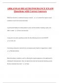 ARKANSAS HEALTH INSURANCE EXAM Questions with Correct Answers