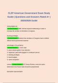 CLEP American Government Exam Study Guide &vert; Questions and Answers Rated A&plus; &vert; 2025&sol;2026 Guide