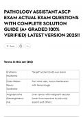 PATHOLOGY ASSISTANT ASCP EXAM ACTUAL EXAM QUESTIONS WITH COMPLETE SOLUTION GUIDE &lpar;A&plus; GRADED 100&percnt; VERIFIED&rpar; LATEST VERSION 2025&excl;&excl;
