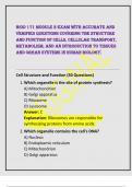 BIOD 171 Module 2 Exam with accurate and  verified questions covering the structure  and function of cells&comma; cellular transport&comma;  metabolism&comma; and an introduction to tissues  and organ systems in human biology&period; 