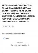 TEXAS LAW OF CONTRACTS- FINAL EXAM GUIDE ACTUAL EXAM &lpar;TESTING REAL EXAM QUESTIONS&rpar; AND VERIFIED ANSWERS &lpar;MULTIPLE CHOICES&rpar; &vert;COMPLETE SOLUTIONS &vert;A&plus; GRADED &vert;100&percnt; CORRECT&excl;&excl;