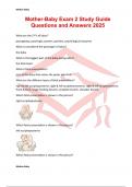 Mother-Baby Exam 2 Study Guide Questions and Answers 2025