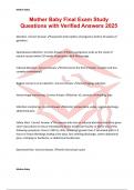 Mother Baby Final Exam Study Questions with Verified Answers 2025