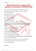 Mother-Baby Exam 4 Study Guide Questions and Answers UPDATED 2025
