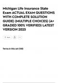 Michigan Life Insurance State Exam ACTUAL EXAM QUESTIONS WITH COMPLETE SOLUTION GUIDE&rpar; &lpar;MULTIPLE CHOICES&rpar; &lpar;A&plus; GRADED 100&percnt; VERIFIED&rpar; LATEST VERSION 2025