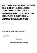 NEC Code Practice Test 2  ACTUAL EXAM &lpar;TESTING REAL EXAM QUESTIONS&rpar; AND VERIFIED ANSWERS &lpar;MULTIPLE CHOICES&rpar; &vert;COMPLETE SOLUTIONS &vert;A&plus; GRADED &vert;100&percnt; CORRECT&excl;&excl;