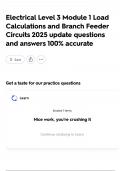 Electrical Level 3 Module 1 Load Calculations and Branch Feeder Circuits 2025 update questions and answers 100&percnt; accurate