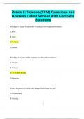 Praxis II&colon; Science &lpar;7814&rpar; Questions and Answers Latest Version with Complete  Solutions