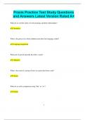 Praxis Practice Test Study Questions and Answers Latest Version Rated A&plus;