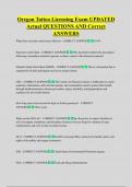 Oregon Tattoo Licensing Exam UPDATED  Actual QUESTIONS AND Correct  ANSWERS 