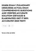 NU606 EXAM 1 PULMONARY &lpar;2025&sol;2026&rpar; ACTUAL EXAM COMPREHENSIVE QUESTIONS AND VERIFIED ACCURATE SOLUTION &lpar;DETAILED & ELABORATED&rpar; &vert;GET IT 100&percnt; ACCURATE&excl;&excl; 2025 TEST&excl;&excl;