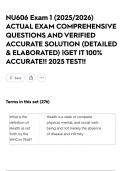 NU606 Exam 1 &lpar;2025&sol;2026&rpar; ACTUAL EXAM COMPREHENSIVE QUESTIONS AND VERIFIED ACCURATE SOLUTION &lpar;DETAILED & ELABORATED&rpar; &vert;GET IT 100&percnt; ACCURATE&excl;&excl; 2025 TEST&excl;&excl;