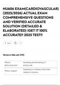 NU606 EXAM&lpar;CARDIOVASCULAR&rpar; &lpar;2025&sol;2026&rpar; ACTUAL EXAM COMPREHENSIVE QUESTIONS AND VERIFIED ACCURATE SOLUTION &lpar;DETAILED & ELABORATED&rpar; &vert;GET IT 100&percnt; ACCURATE&excl;&excl; 2025 TEST&excl;&excl;