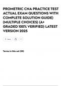 PROMETRIC CNA PRACTICE TEST ACTUAL EXAM QUESTIONS WITH COMPLETE SOLUTION GUIDE&rpar; &lpar;MULTIPLE CHOICES&rpar; &lpar;A&plus; GRADED 100&percnt; VERIFIED&rpar; LATEST VERSION 2025