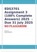 EDS3701 Assignment 3 &lpar;100&percnt; Complete Answers&rpar; 2025  - Due 31 July 2025