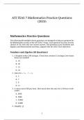 ATI TEAS 7 Mathematics Practice Questions 2025 &ndash; 80 High-Impact Questions with Answers & Expert Insights