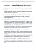 Certified Personal Financial Counselor Exam Questions and Correct Answers 