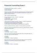 Financial Counseling Exam 1 Questions and Correct Answers 