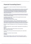 Financial Counseling Exam 1 With Questions and Correct Answers Graded A&plus;