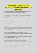 Maryland MVA Driver's Ed Exam  ACTUAL QUESTIONS AND CORRECT  ANSWERS 