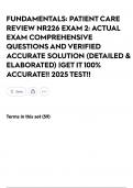 FUNDAMENTALS&colon; PATIENT CARE REVIEW NR226 EXAM 2&colon; ACTUAL EXAM COMPREHENSIVE QUESTIONS AND VERIFIED ACCURATE SOLUTION &lpar;DETAILED & ELABORATED&rpar; &vert;GET IT 100&percnt; ACCURATE&excl;&excl; 2025 TEST&excl;&excl;